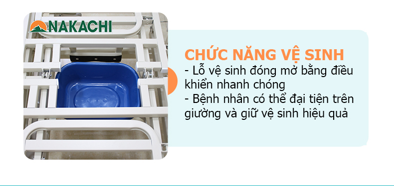 tính năng bô vệ sinh Giường Y Tế Đa Năng Điện Cơ Nakachi NC-04DT